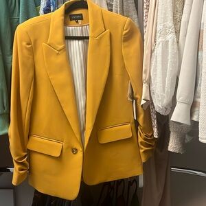 1. STATE size small sunflower yellow/burnt yellow/ mustard yellow ruched jacket